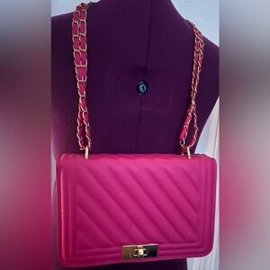 SHEIN Pink Quilted Chain Cross Shoulder Bag